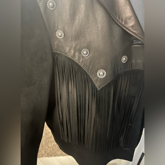 SUPER CUTE Stampede Ruidoso Leather / Suede Fringed Jacket, size 14 - Picture 7 of 8